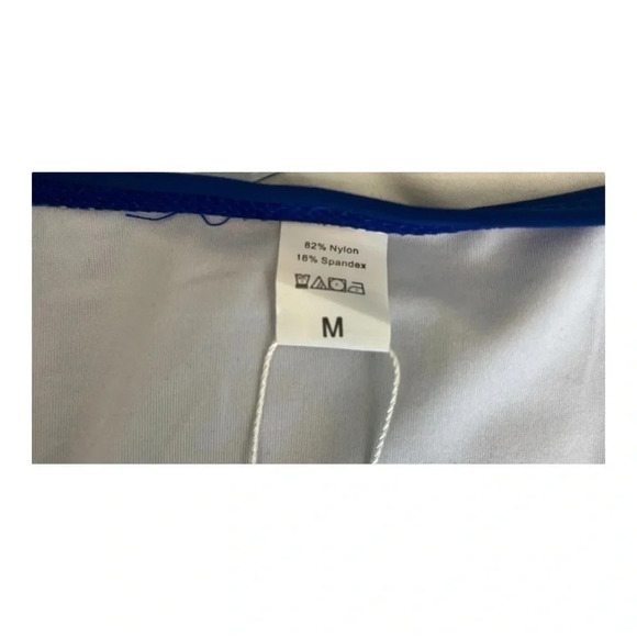 TROPICAL HIGH WAISTED BLUE BIKINI SWIMSUIT 2 PIECE STRAPPY SIZE MEDIUM NWT - Picture 6 of 9